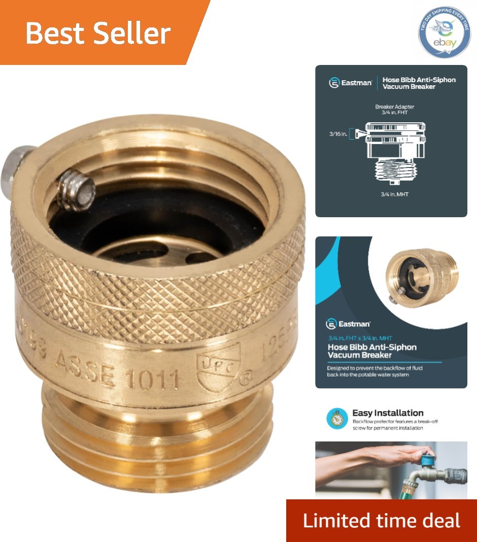 Durable 3/4 Inch Brass Vacuum Breaker Anti-Siphon Valve for Plumbing Convenience