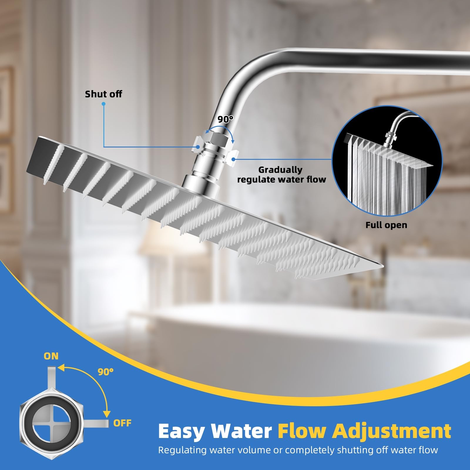 All Metal 2 Pack Shower Head Flow Control Valve, G1/2 Brass Shut-off Valve wi…