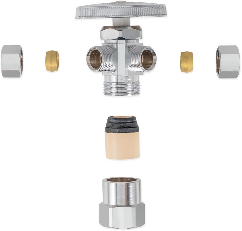 Multi-Turn Dual Outlet 3-Way Shut-Off Valve, 1/2 Inch CPVC x 3/8 Inch OD Comp…