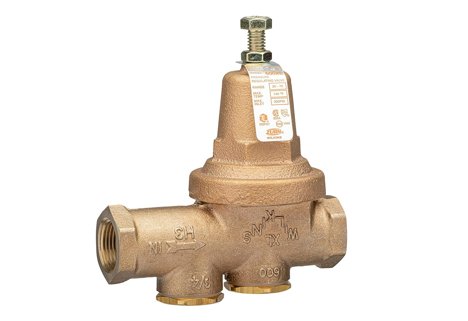 Wilkins 3/4″ 600XL Pressure Reducing Valve Less Union Assembly, Female X Female