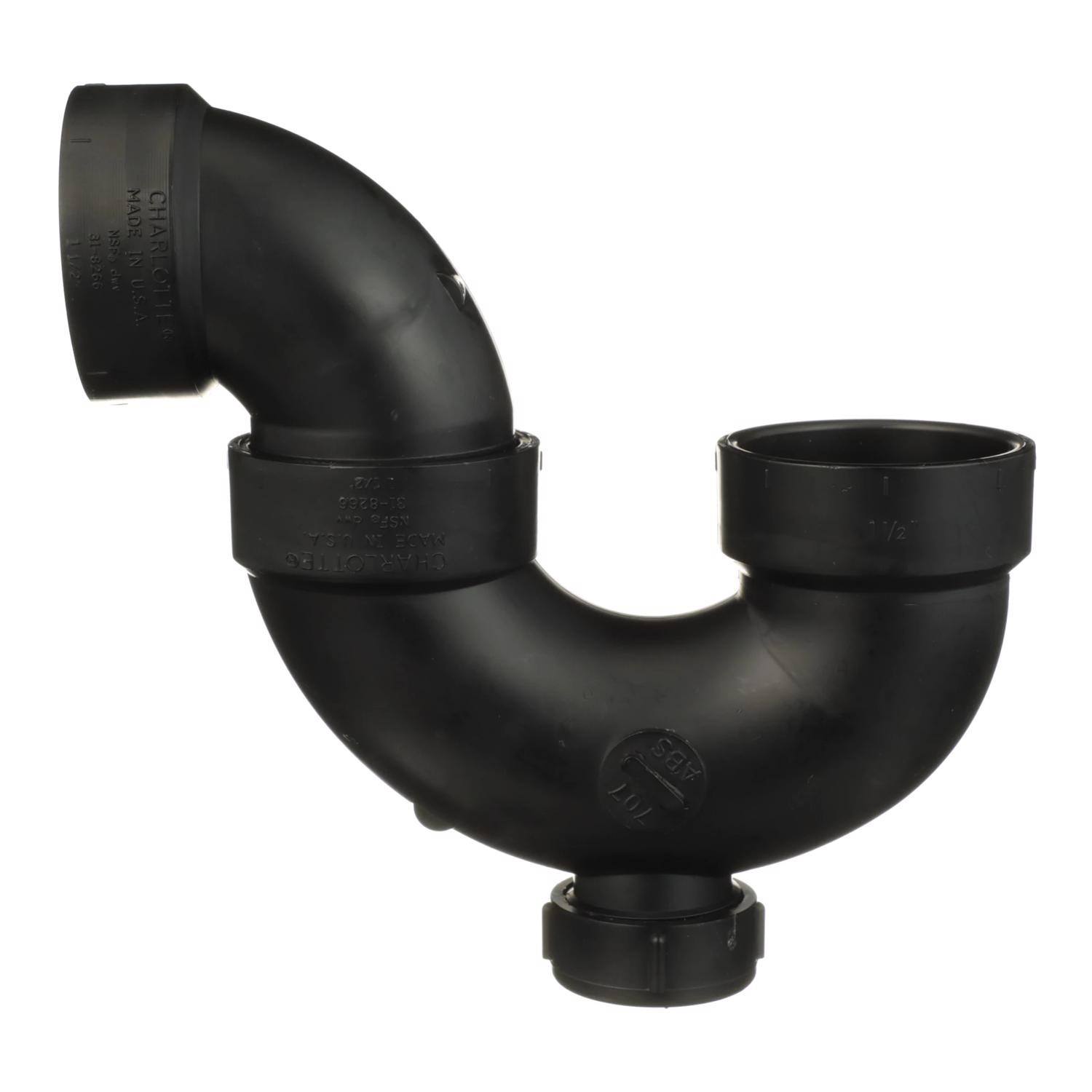 Charlotte Pipe ABS00707X0600 DWV ABS P-Trap 1-1/2 x 1-1/2 Hub Dia. in.