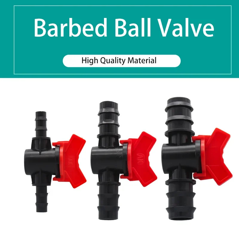2Pcs Barbed Ball Valve Plastic Pagoda Straight through Shut-Off Switch Hose Conn