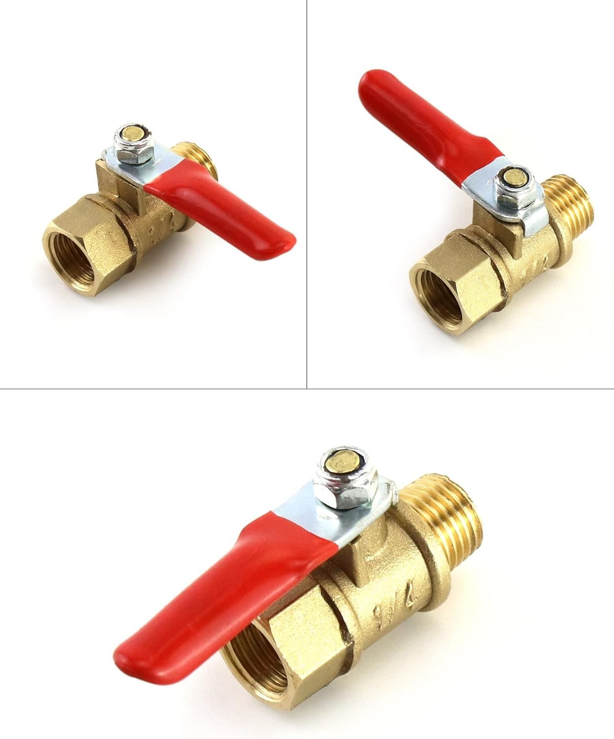 3 Pcs 1/4″ NPT Brass Ball Valve Heavy Duty Shut Off Switch for Air Compressor