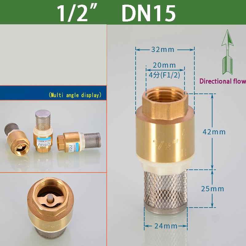 1/2″ 3/4″ 1″ – 2″ Brass Check Valve With Stainless Steel/Brass Filter Foot Valve