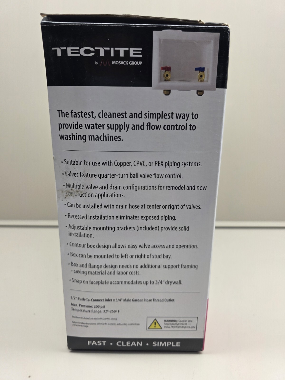 NEW Tectite 1/2″ Brass PTC Washing Machine Outlet Box, Model# FSBBOXWM