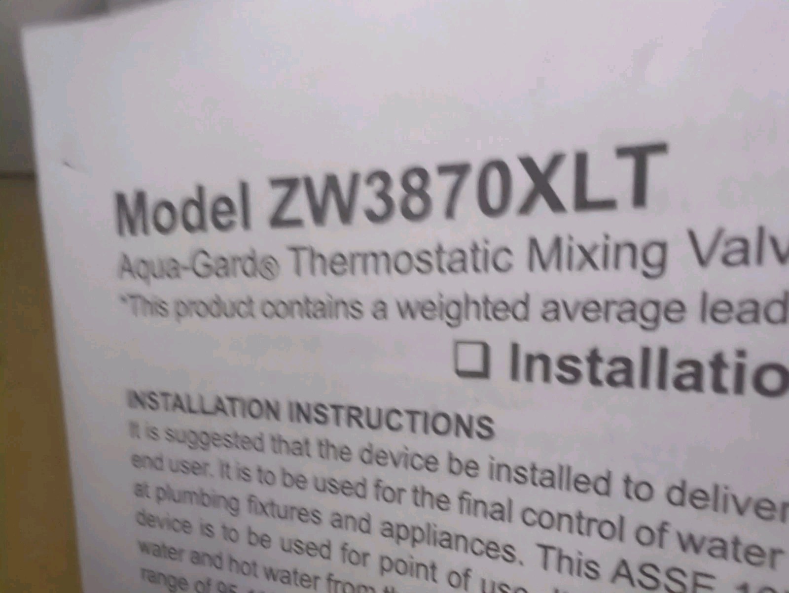Zurn Wilkins 38-ZW3870XLT-4P 3/8″ ZW3870XLT Aqua-Gard Thermostatic Mixing Valve