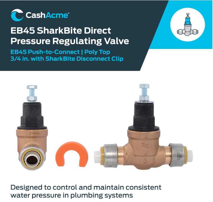 2x Cash Acme 3/4 in Brass Direct Push-to-Connect EB45 Pressure Regulating Valve