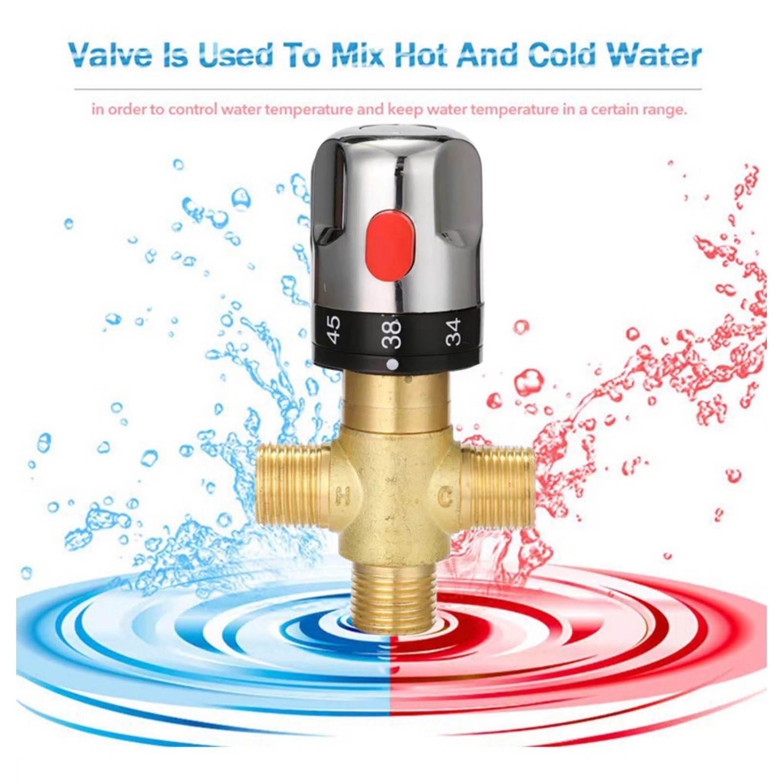 Hot Cold Water Thermostatic Valve For Shower Bath G1/2 With Safety Shut Off