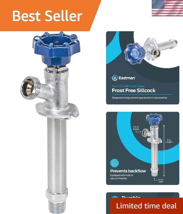 4 Inch Frost Free Sillcock, 1/2 Inch MIP x 1/2 Inch Sweat, Blue, 80219