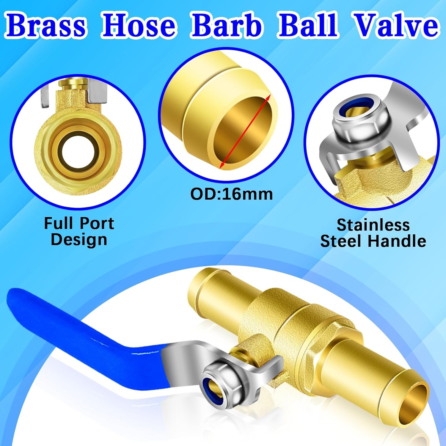 Brass 3/4″ In-Line Heater Hose Shut off Valve Kit – 2 Pack with Stainless Steel