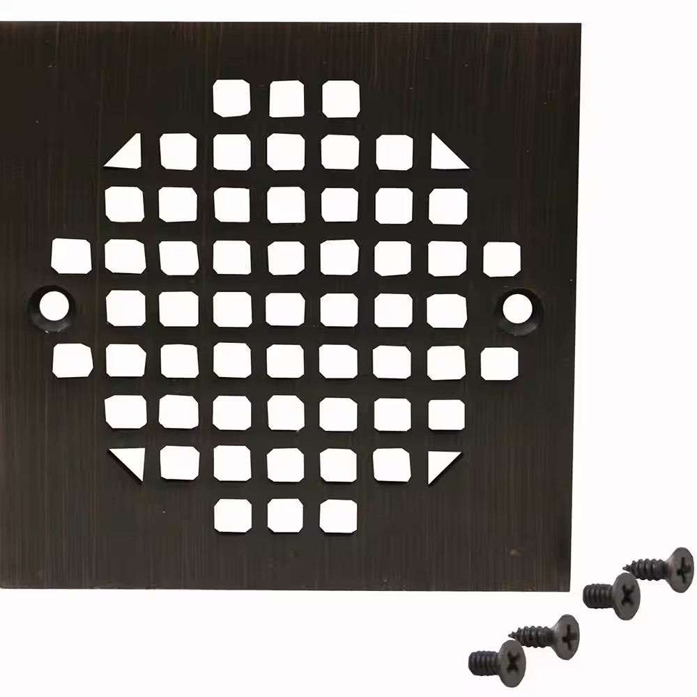 4-1/4 In. Square Cast Brass Heavy Duty Shower Strainer in Old World Bronze