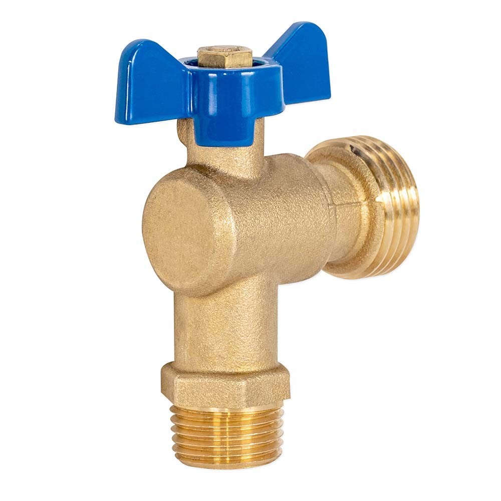 Male Boiler Drain, 1/2 Inch MIP x 3/4 Inch MHT, Quarter Turn Ball Valve, Bras…