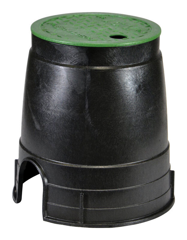 NDS D109-G Econo Black/Green Plastic Round Valve Box 8.5 Dx8.5 H in. with Cover