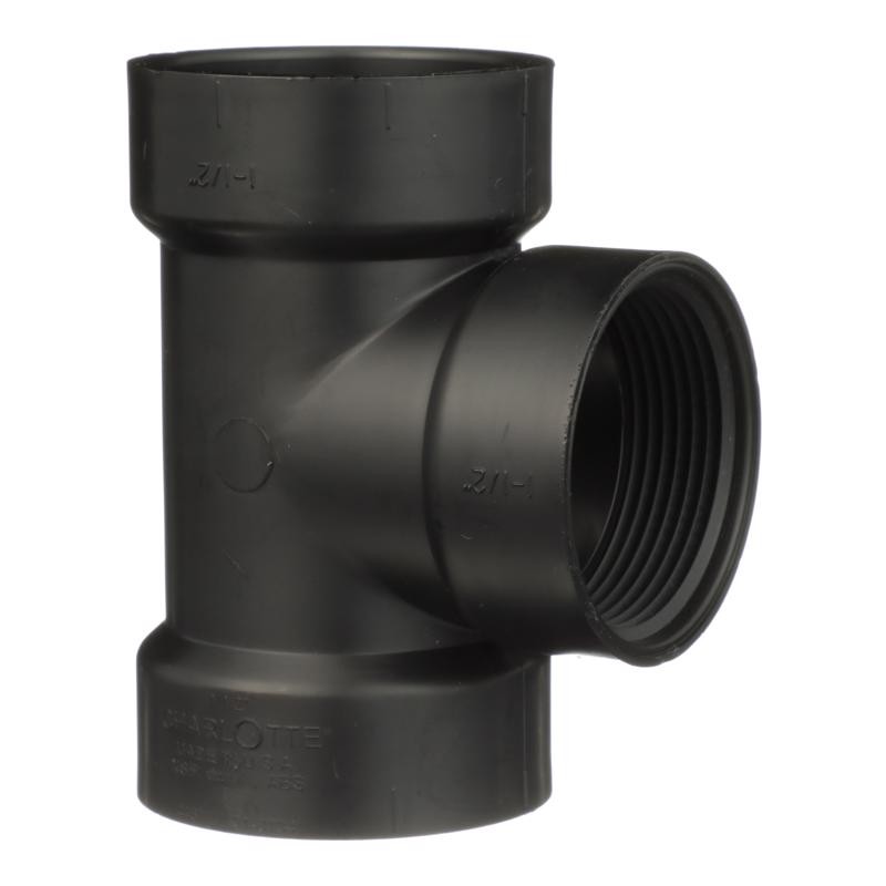 Charlotte Pipe ABS004450600 Black ABS Flush Cleanout Tee 1-1/2 x 1-1/2 Hub in.