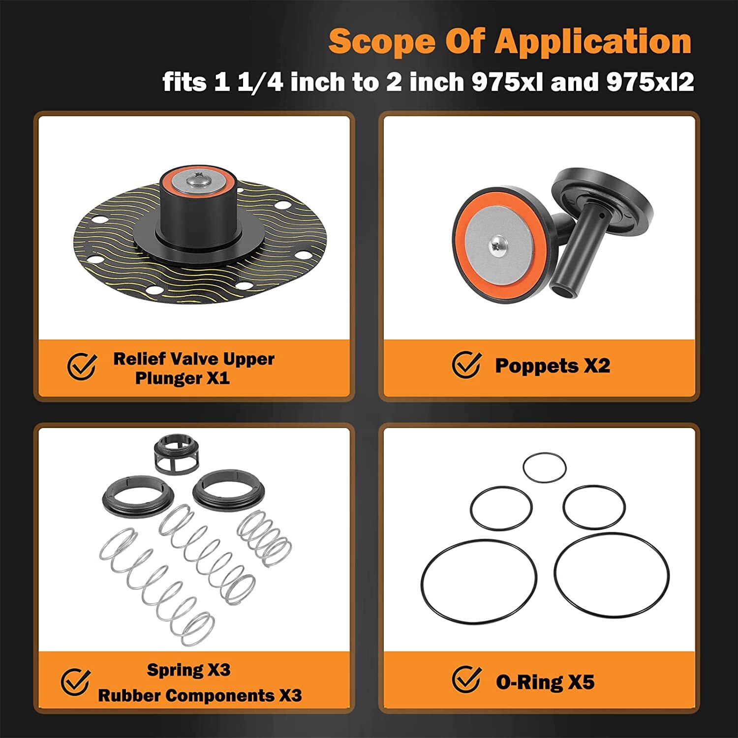 1-1/4″-2″ Model For Zurn 975XL and 975XL2 Complete Repair Kit Replacement