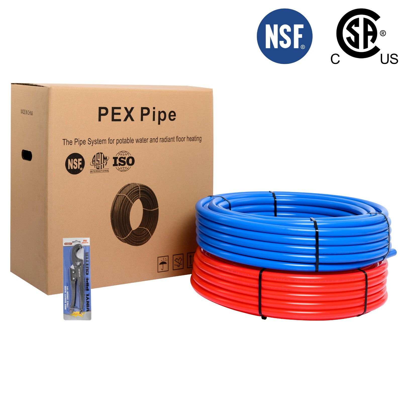 Efield 2 Rolls 1/2″ x 300ft (600ft) PEX Pipe/Tubing Red &Blue & Pex Pipe Cutter