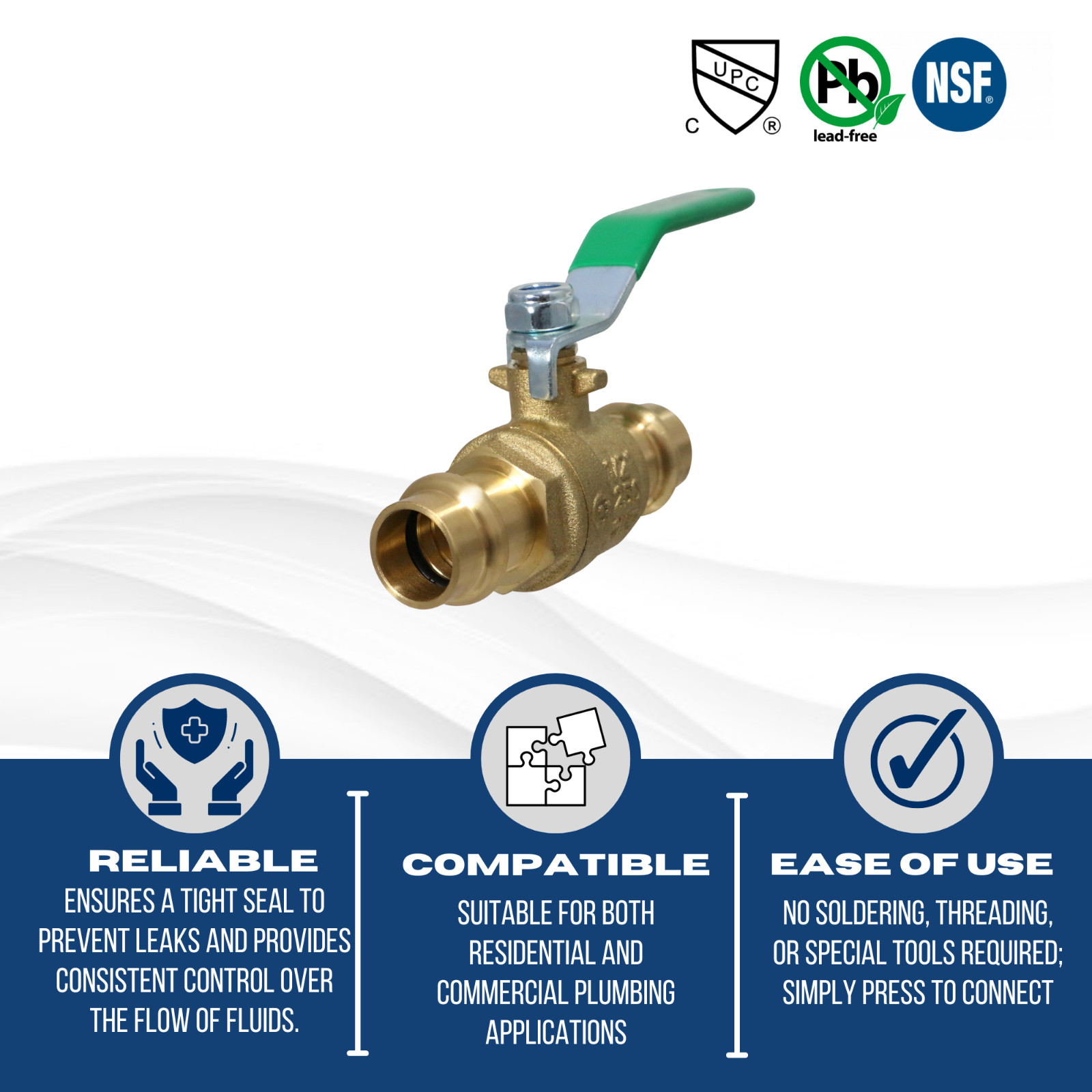1 Piece 1/2″ Propress Ball Valve, Lead Free Brass, Full Port