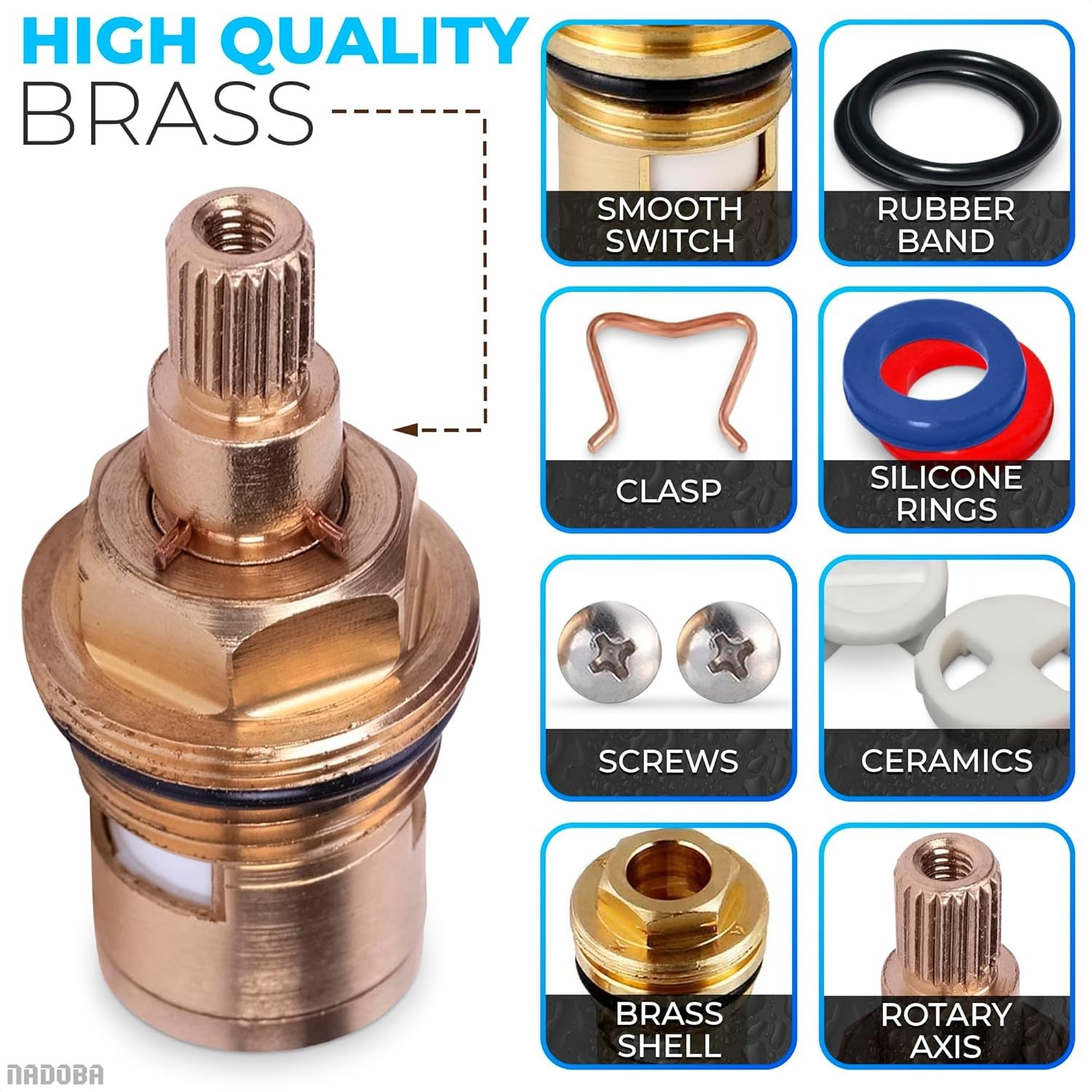 2 Pcs High-Quality Brass Bathroom Faucet Valve Stems – Easy Upgrade for Any Sink
