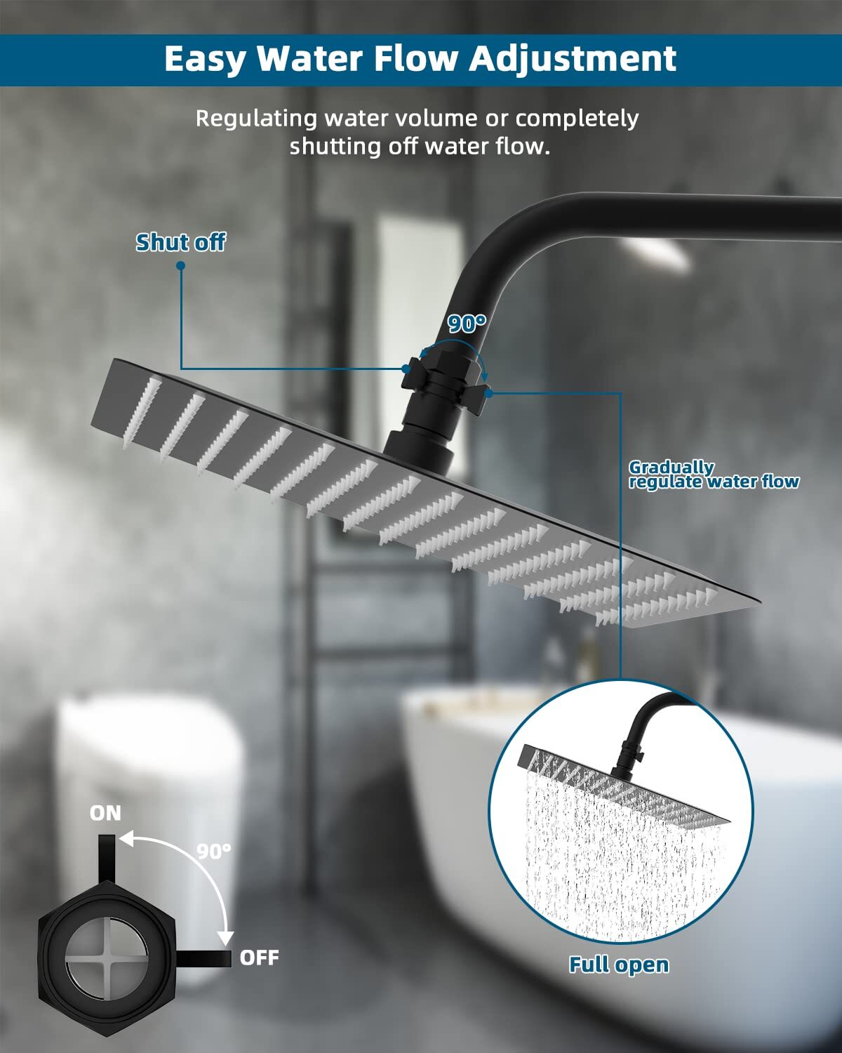 Shower Head Valve Water Flow Control Valve Regulator Shut OFF Valve Hand Shower