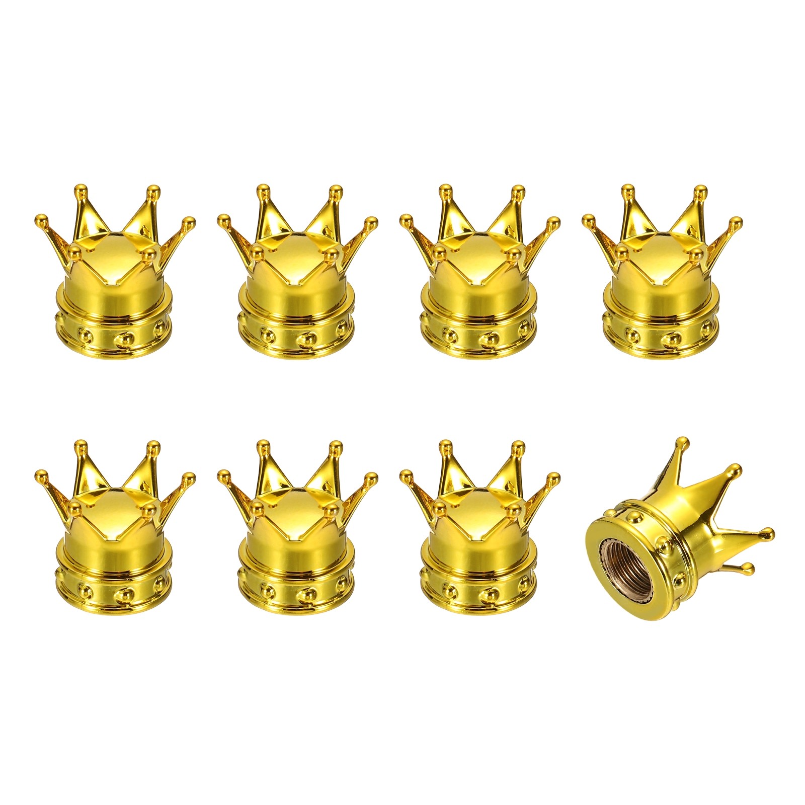 8Pcs Crown Style Tire Valve Stem Caps ABS Plastic Air Caps Cover, Gold