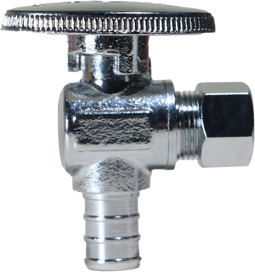 10 Pack XFITTING 1/2″ PEX-B x 3/8″ OD Compression Straight Stop Valve, Lead Free