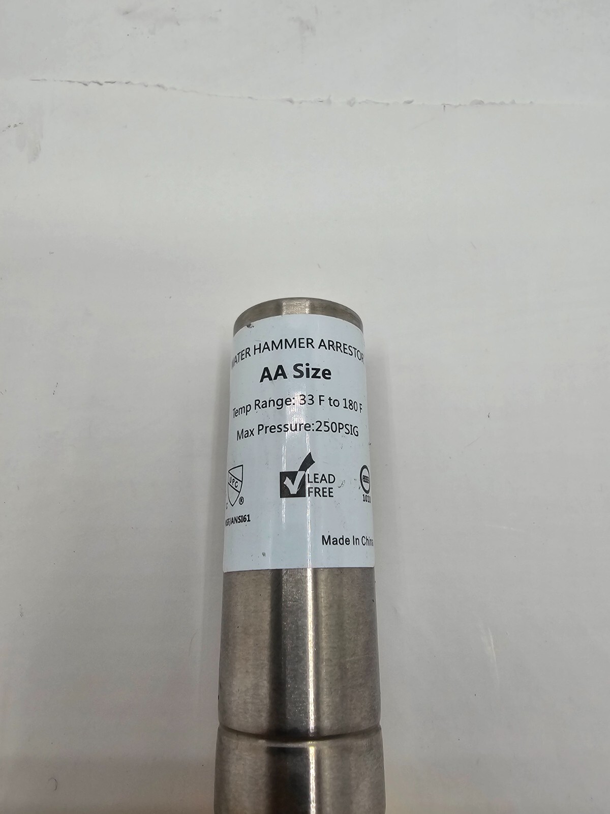 Water Hammer Arrestor 3/4″ AA Size 33F to 180F 250 PSIG Max Pressure