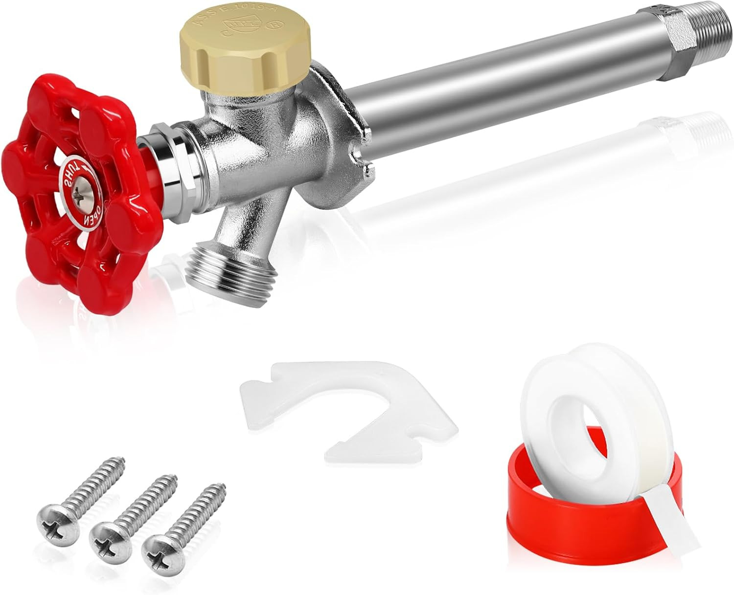 8Inch Anti-Siphon Frost Free Sillcock Valve, No Lead Brass Freeze Proof Outdoor