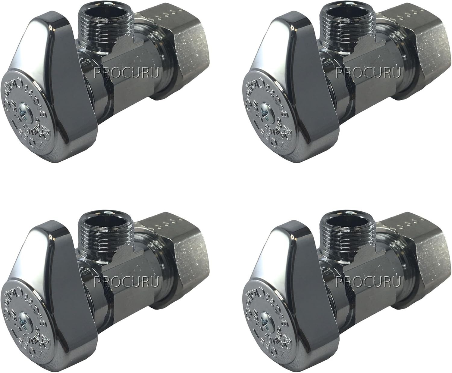 Convenient 4-Pack of Chrome-Plated 1/4-Turn Angle Stop Valves – Reliable & Safe