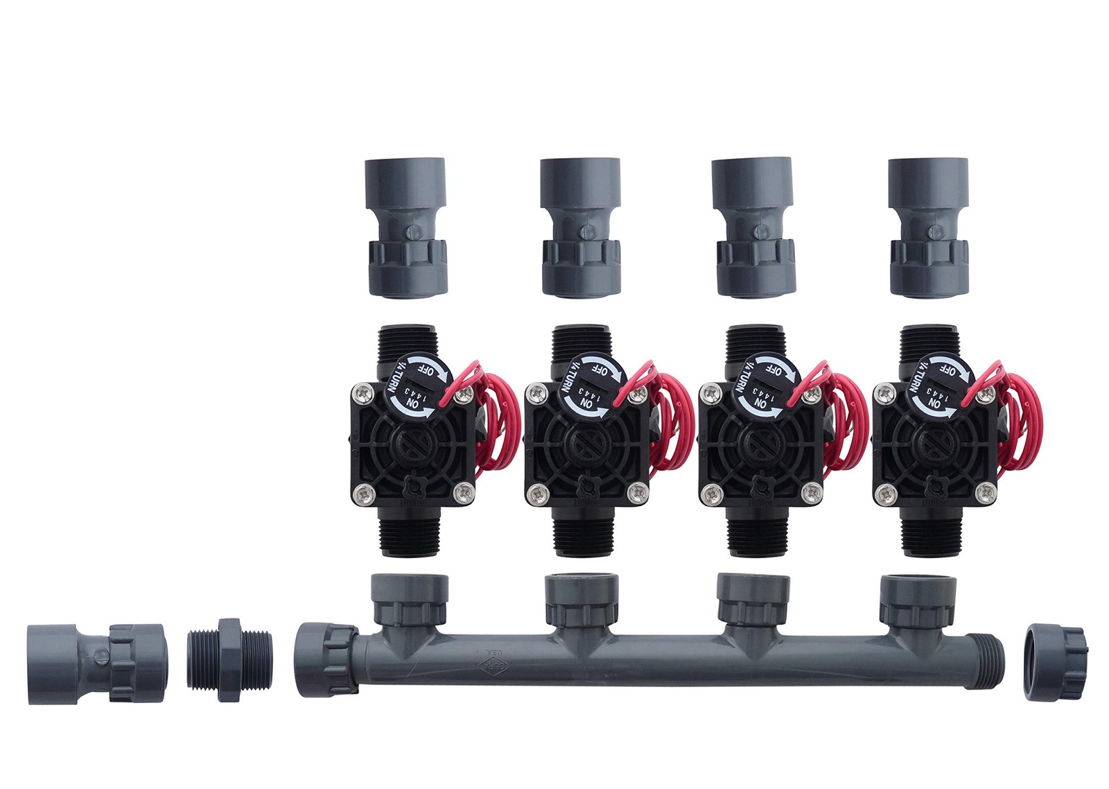 Hunter PGV101MM 4 Zone Dura Manifold Valve Kit with Flow Control Slip PGV101…