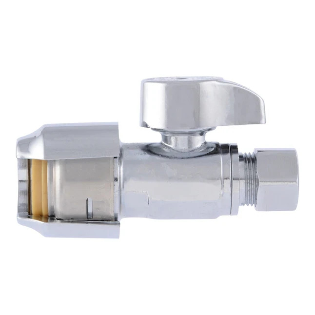 12 in Box Shark Bite 1/2″ x 3/8″ OD Comp Straight Stop 1/4 Turn chrome finish