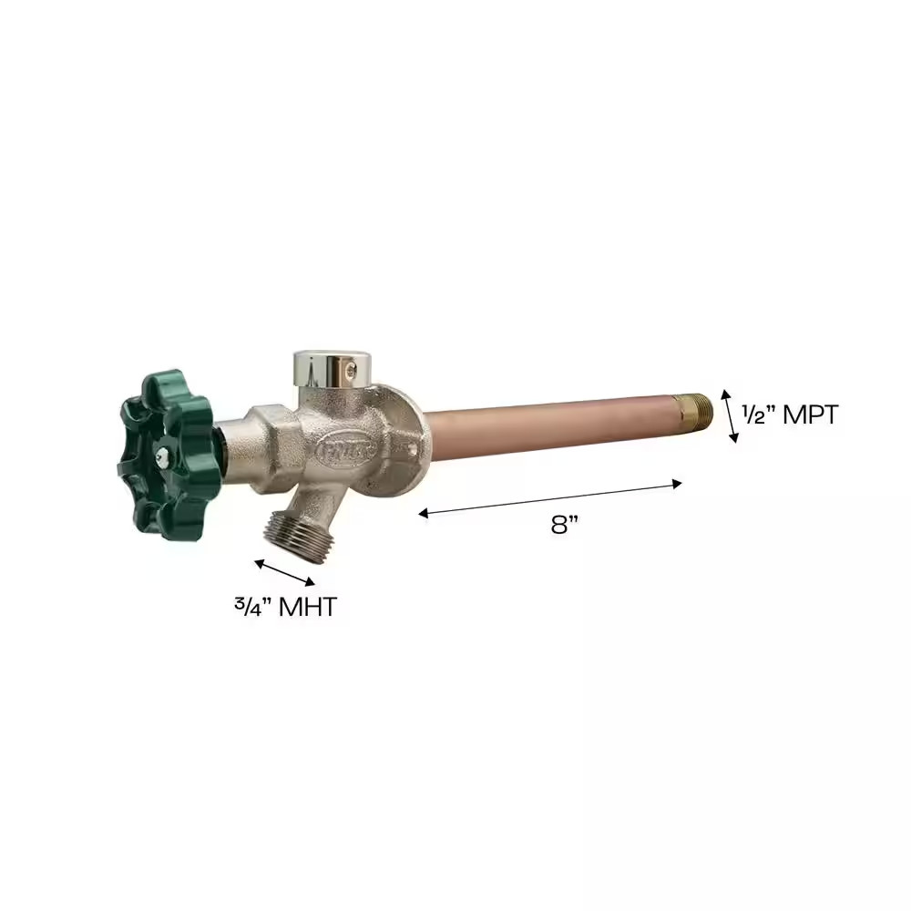 1/2 In. X 8 In. Brass MPT X SWT Heavy-Duty Frost Free Anti-Siphon Outdoor Wall H