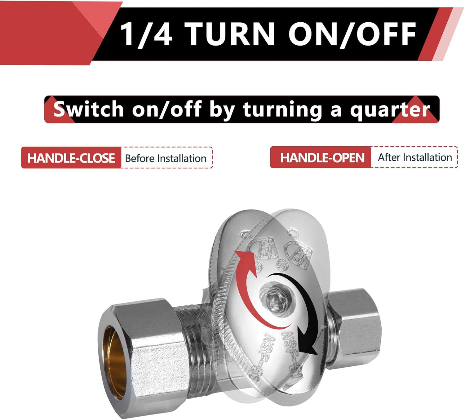 10-Pack 1/2″ Compression Straight Stop Valve, 3/8″ OD