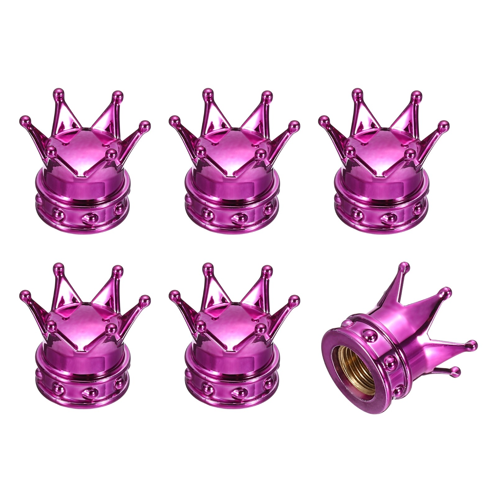 6Pcs Crown Style Tire Valve Stem Caps ABS Plastic Air Caps Cover, Purple