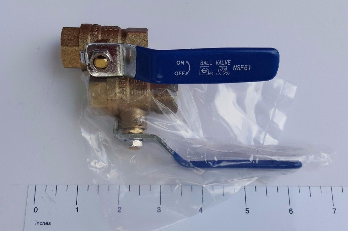 1) 1/2″ Female Ball Valve, Lead Free Brass, Full Port 600 PSI, WOG-Water,Oil,Gas