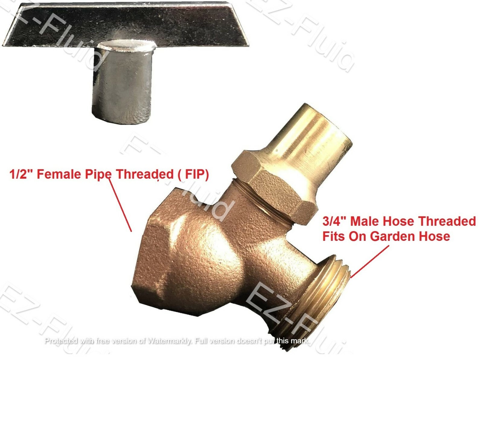 1/2″ FIP Heavy Duty Brass No-Kink Hose Bibb Lose Key Garden Faucet Non-Portable
