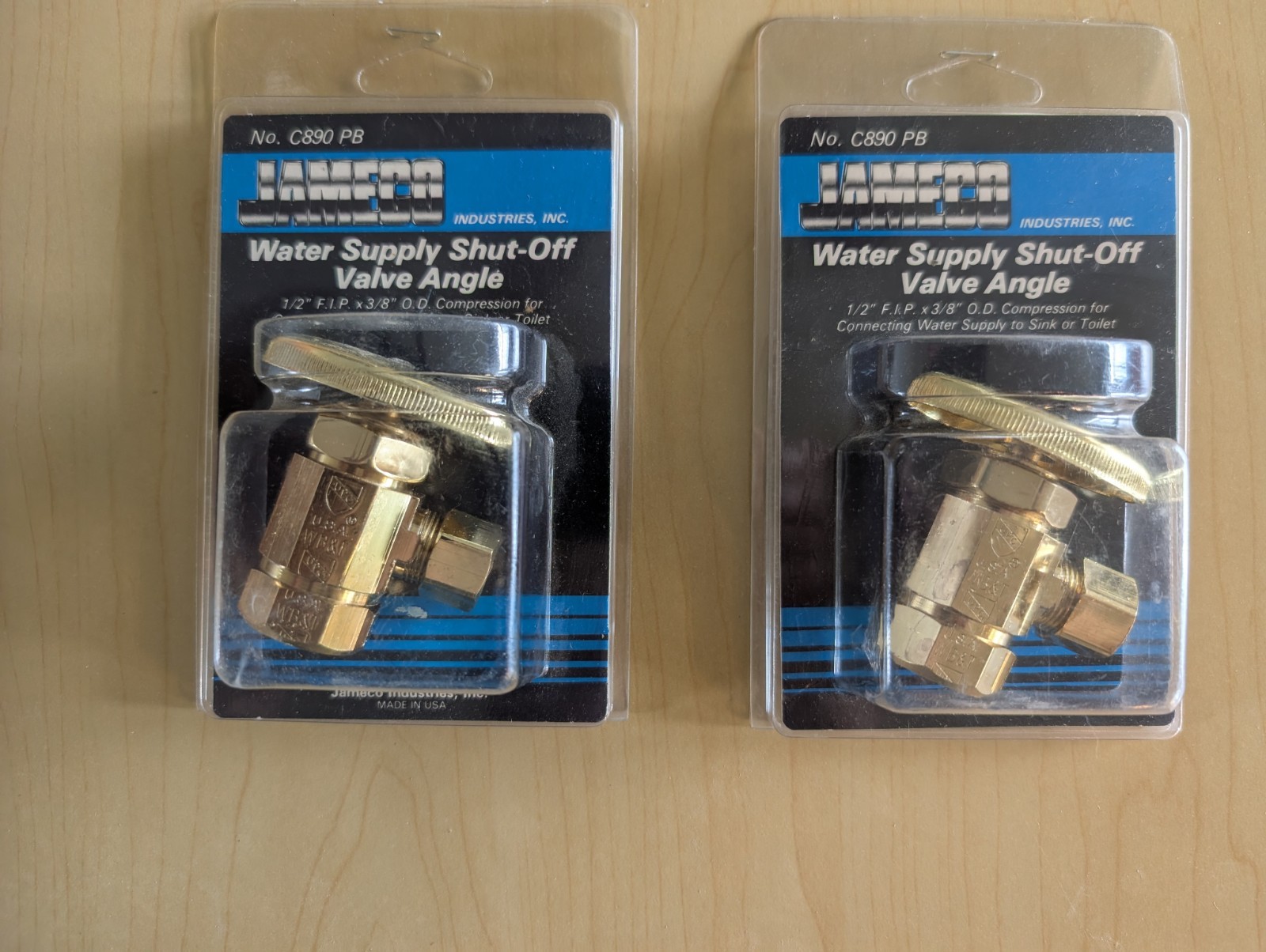 Jameco Water Supply Shut-off Valve Angle 1/2 FIPx 3/8 od comp (2 pack)