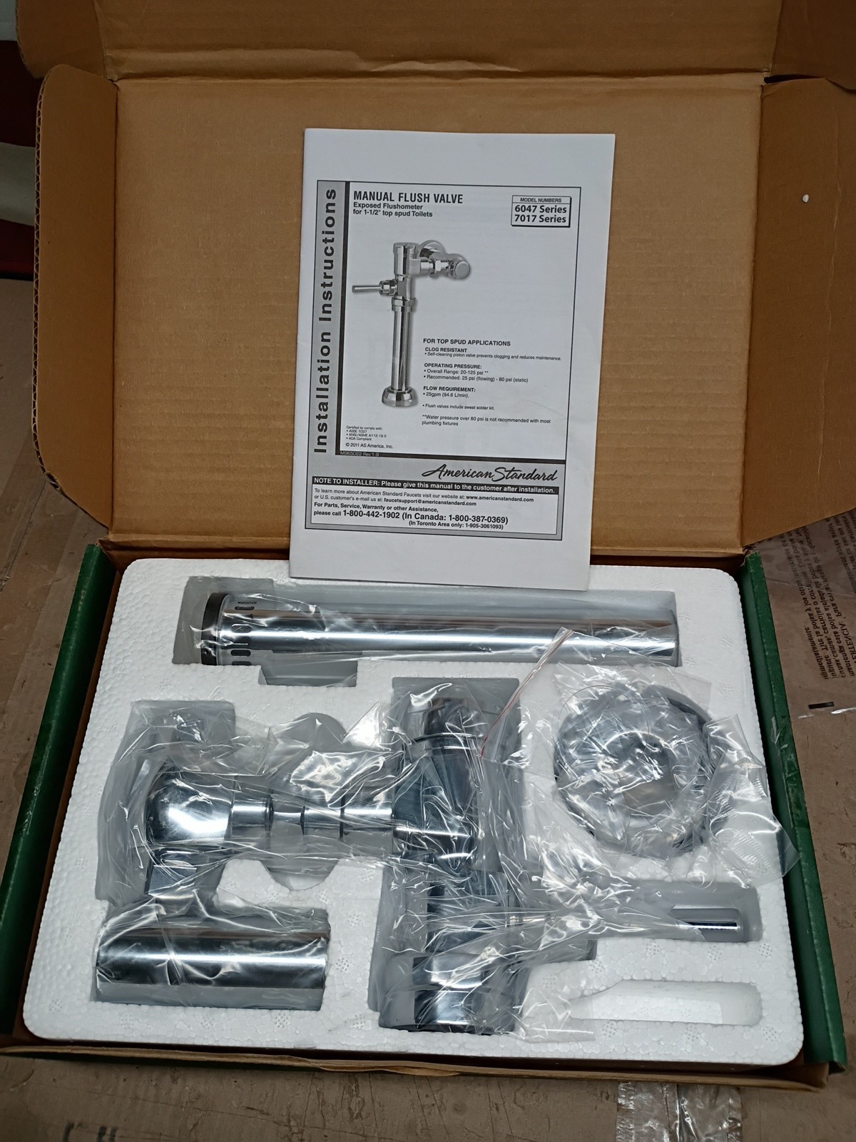 American Standard 6047161.002 1.6 GPF Exposed Manual Flushometer 1-1/2″ Top Spud