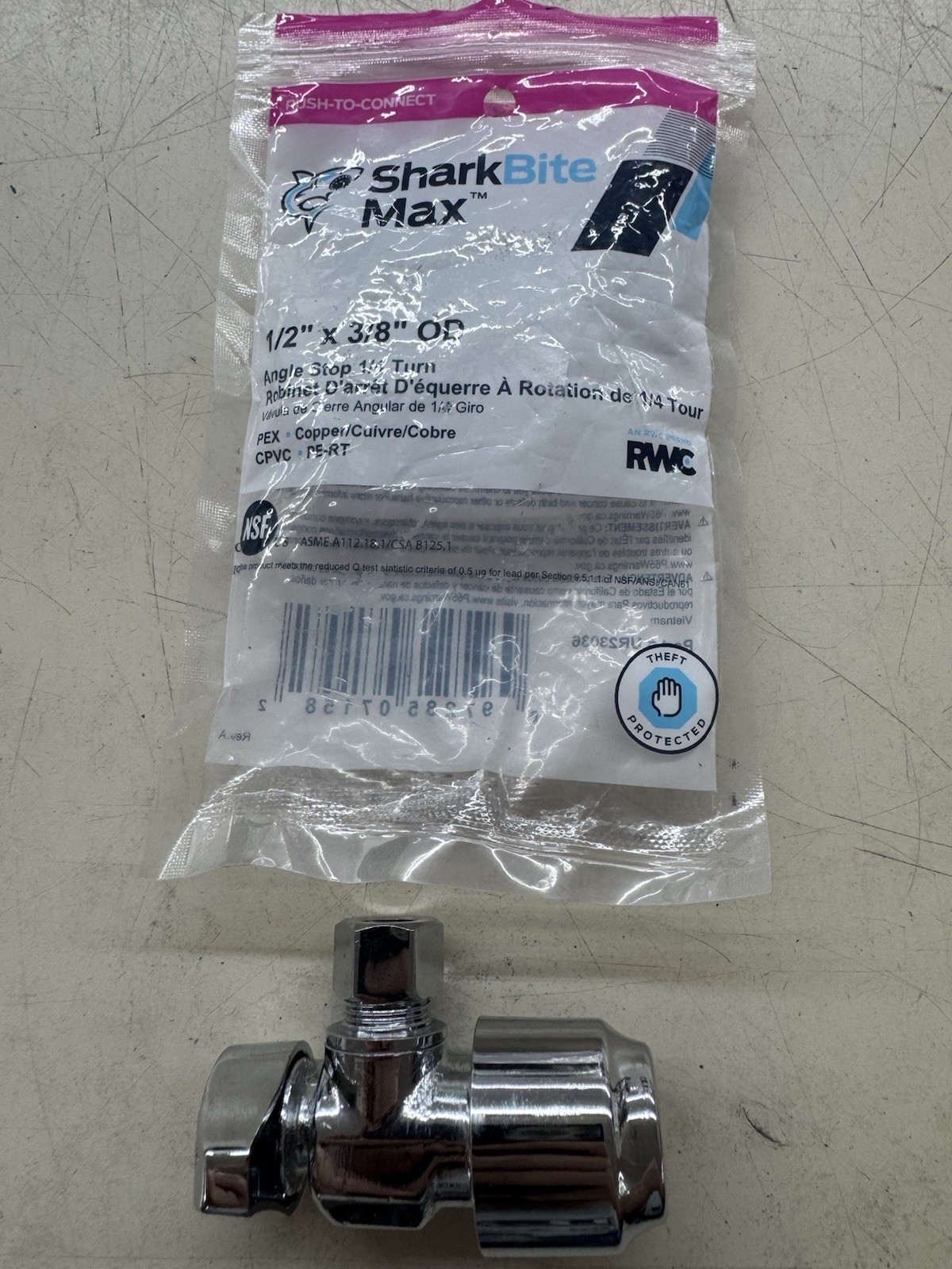 SharkBite Max 1/2″ Push-to-Connect x 3/8″ O.D. Compression Chrome-Plated Brass