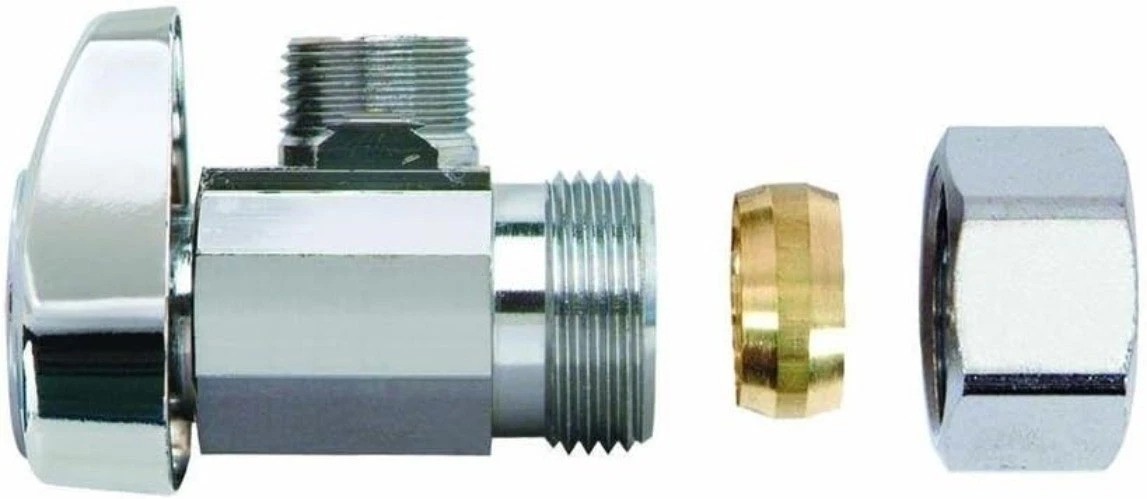 Angle Stop Valve Set – 4PCS Chrome Brass Valves with 1/4-Turn Mechanism