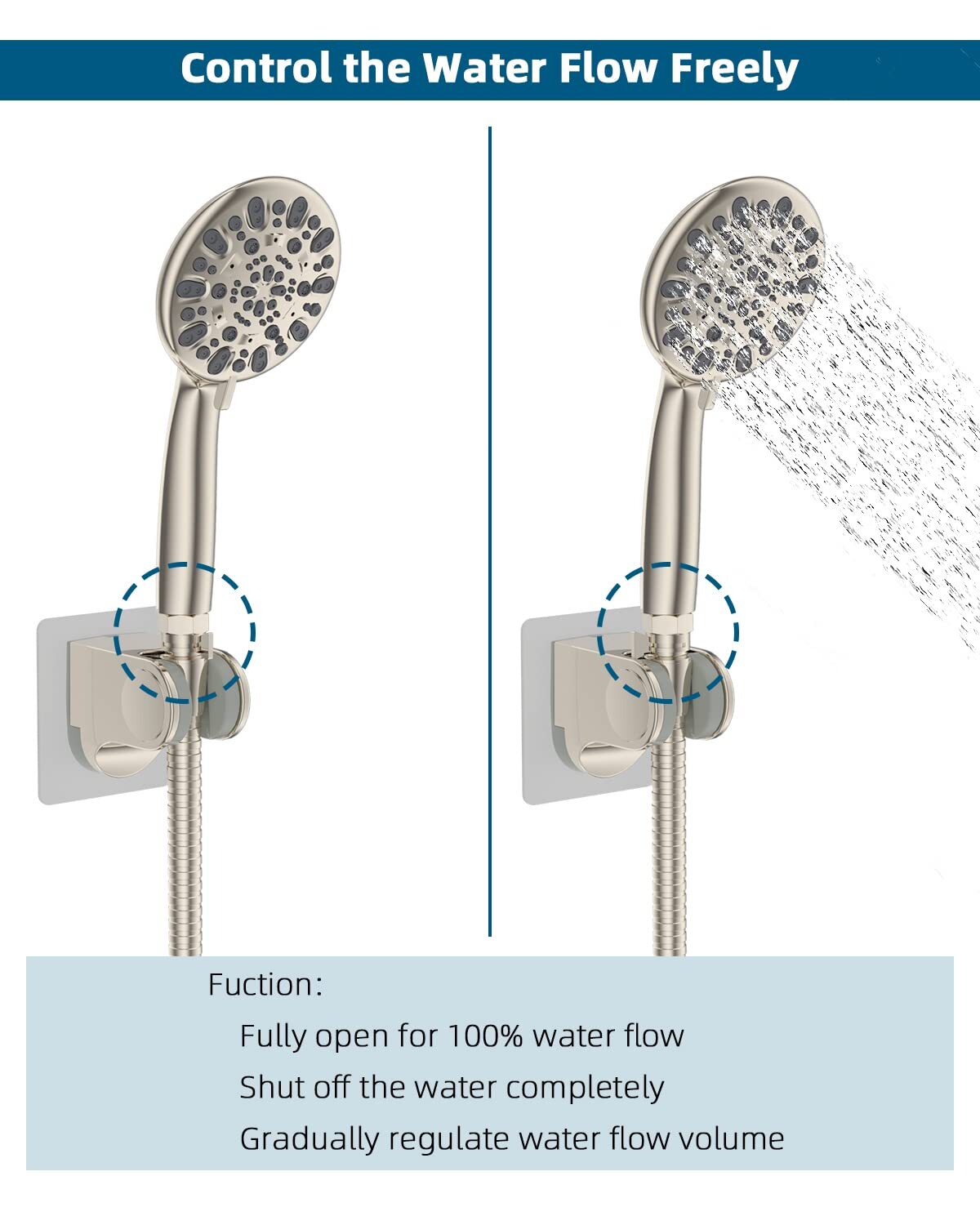 Shower Head Valve Water Flow Control Valve Regulator Shut OFF Valve Hand Shower