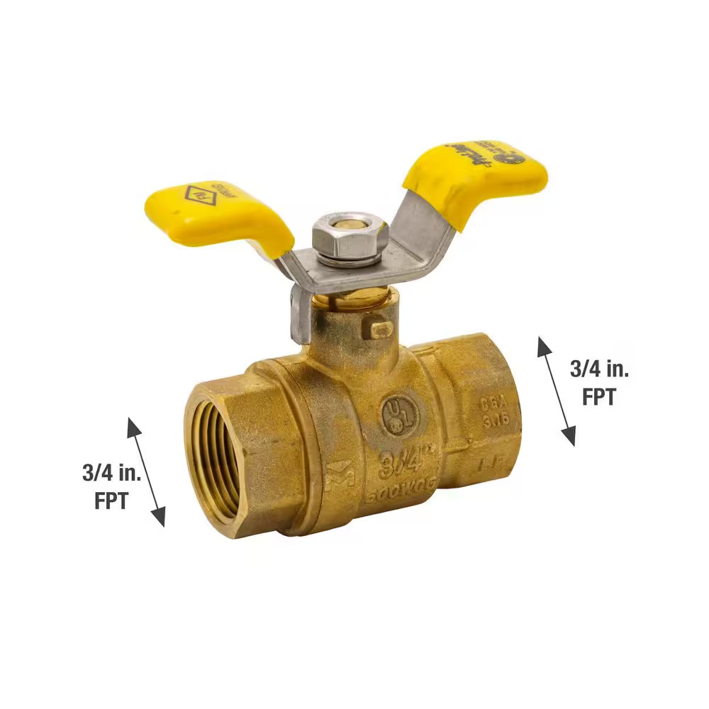 3/4 In. X 3/4 In. Brass T-Handle Ball Valve