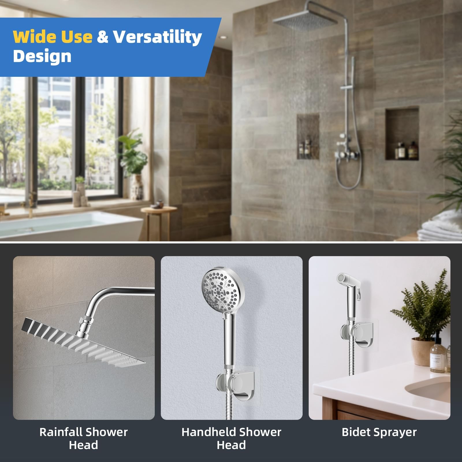 Hibbent All Metal 1 Pack Shower Head Flow Control Valve, 0.5 Inch, Chrome