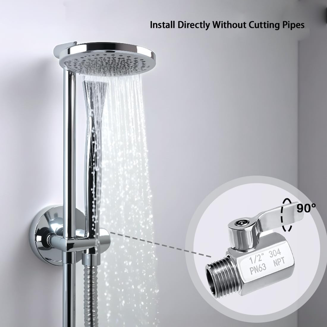 Shower Head Shut Off Valve Stainless Steel Mini Ball Valve NPT Water Control