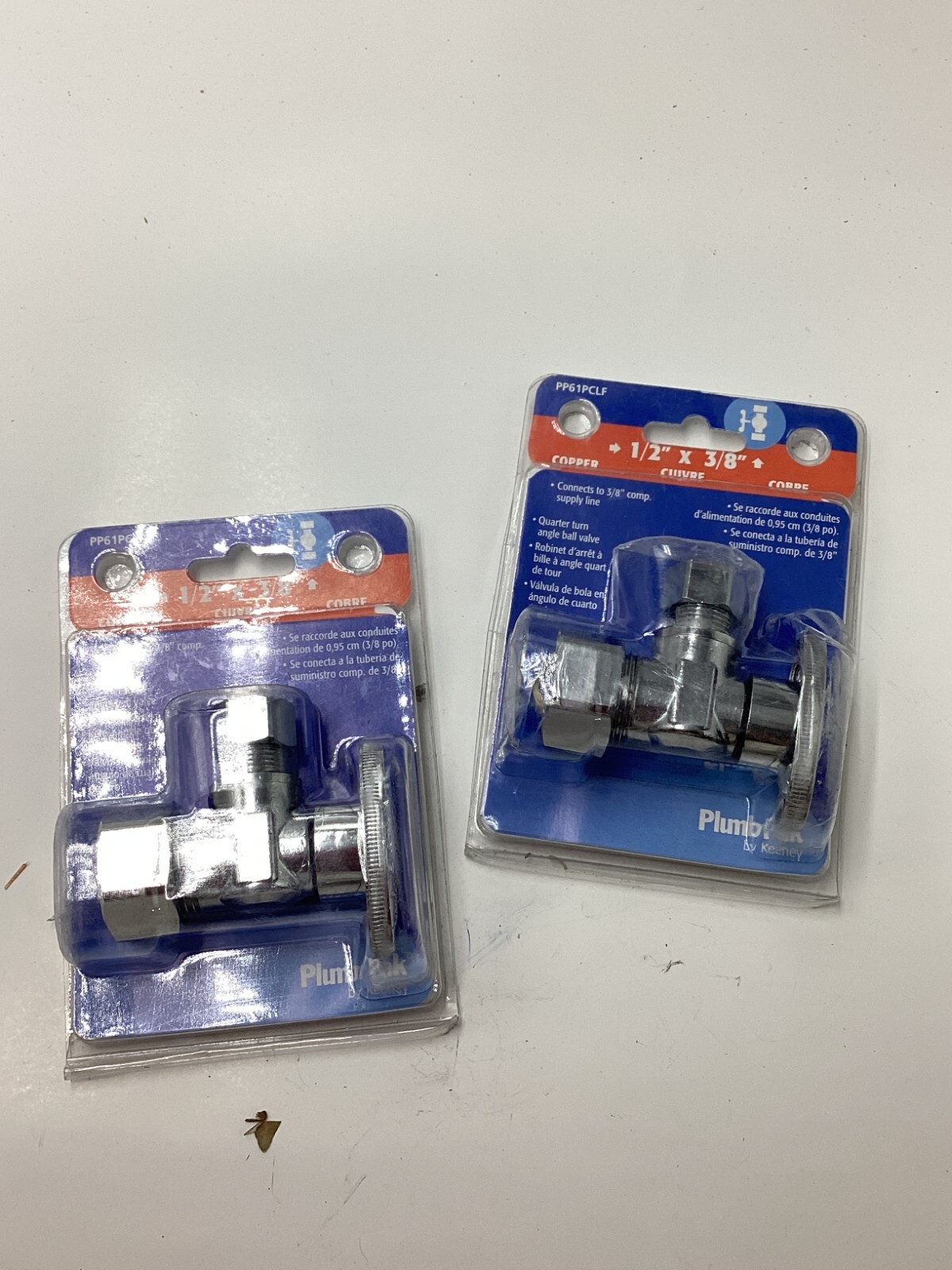 QTY 2 PLUMB PAK Brass 5/8″ OD 3/8″ OD 1/4-Turn Angle Shut-Off Valve PP61PCLF
