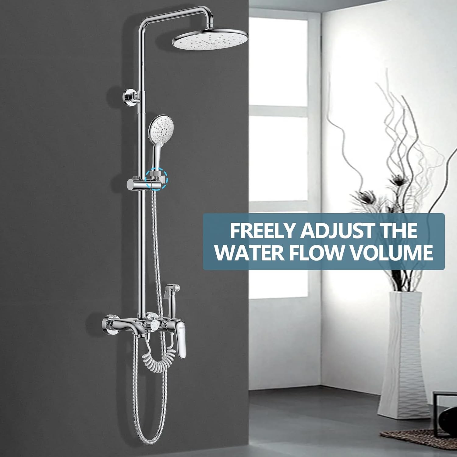 G1/2 Universal Chrome Handle Lever Shower Shut Off Valve Flow Control