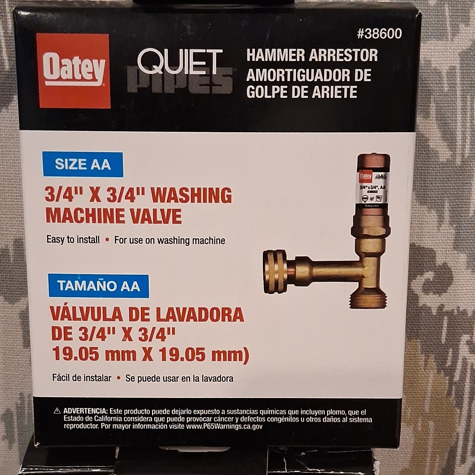3 Oatey Quiet Pipes Hammer Arrester Washing Machine Valve AA 3/4″x3/4″ Brass