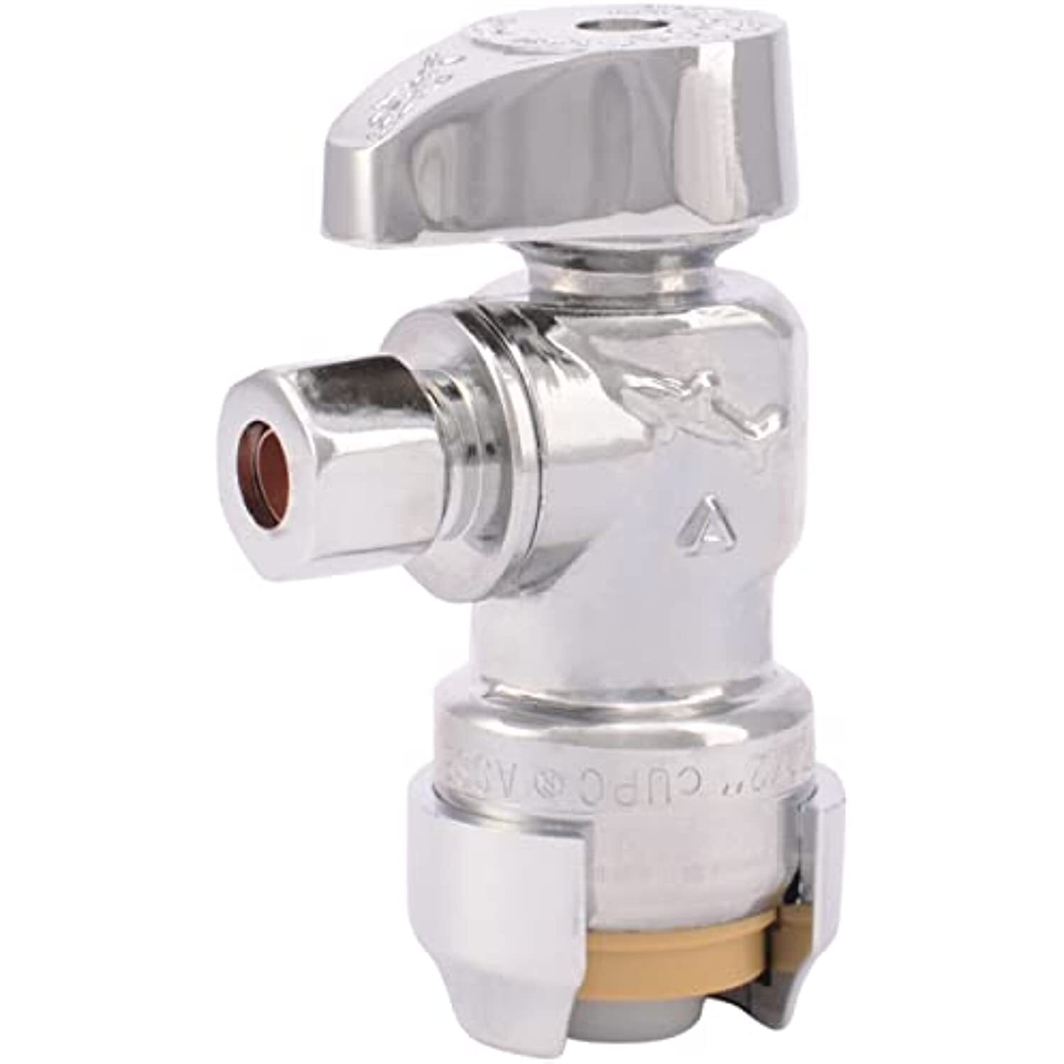 SharkBite 1/2 x 1/4 Inch Compression Angle Stop Valve, Quarter Turn, Push to