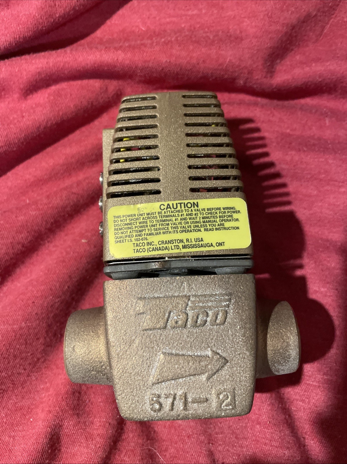 TACO T571-1/2 Inch Zone valve. Makes installation and service easy.