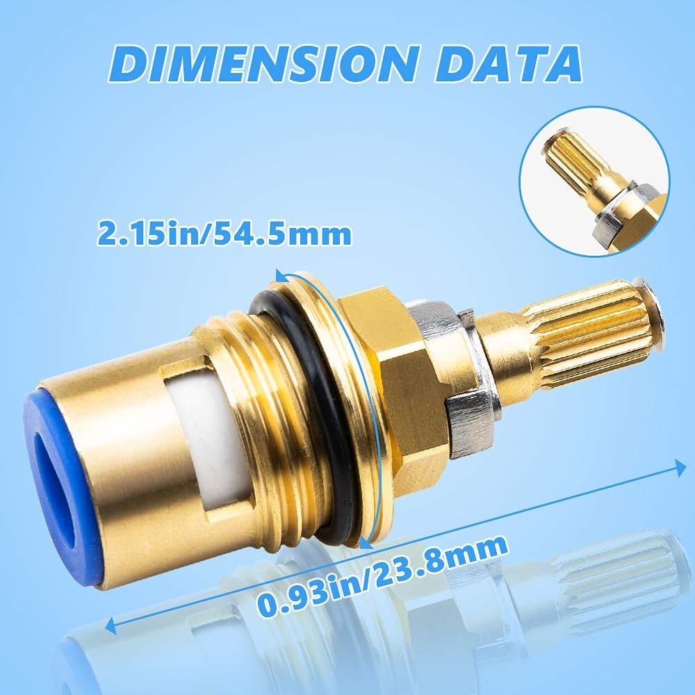 Ceramic Faucet Cartridge Replacement Parts, Hot & Cold Valve 2 Pack – Brass