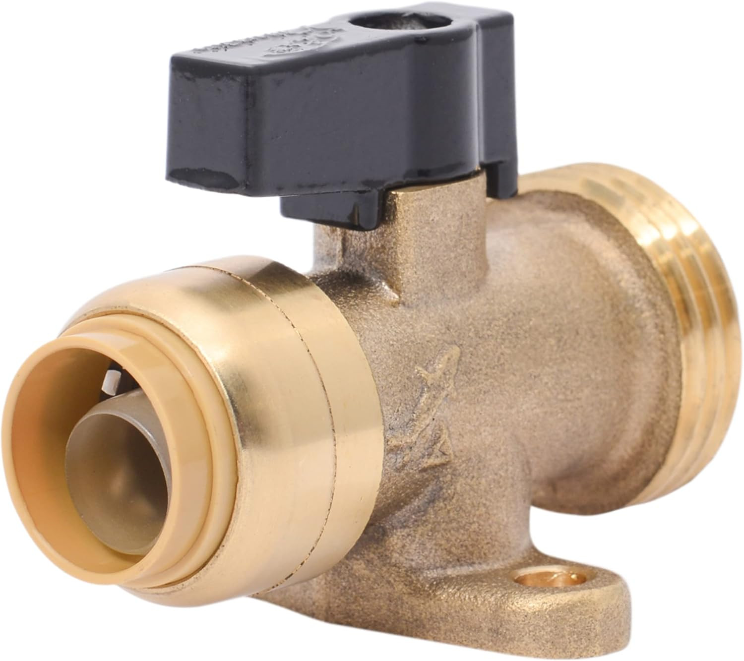 1/2 Inch X 3/4 Inch MHT Washing Machine Straight Valve, Push to Connect Brass